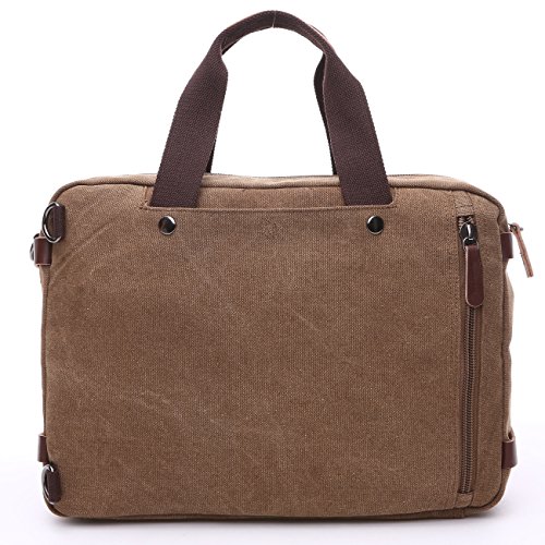 BAOSHA HB-22 Vintage Leinwand Herren Aktentasche Rucks  cke Arbeitstasche Umh  ngetasche Laptoptasche 14 Zoll Kaffee
