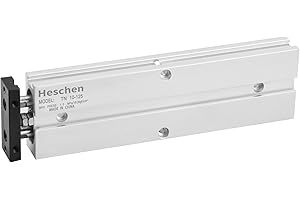 Heschen Cilindro pneumatico a doppio effetto, TN10-125, foro 10mm, alluminio a doppia asta, con magnete, per l'attrezzatura automatica (corsa: 125mm)