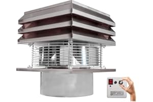 Aspiratore per camino In ACCIAIO per canna fumaria tonda Professionale Da Tetto Aspirafumo Elettrico Tiracamino Tirafumo Comignolo Bbq Gemi Elettronica (15 cm - 150 mm)