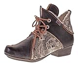  TMA Damen Winter Stiefeletten echt Leder Boots Leder Schuhe 8818F Knöchelschuhe Schwarz Grau Gr. 42