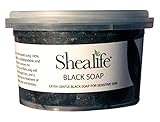 250g Tub of African Black Soap, traditionally made using Unrefined Shea Butter, Cocoa Pod Ash, & Virgin Coconut Oil. Contains No SLS, Detergents & Parabens. Ideal for very Sensitive Skin types, supplied direct by Shea Life Skincare. 250g Tub.