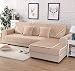 Produktbild QWER Sofabezug L Shape Für Haustiere Sofa Anti-rutsch Schmutzresistent Winter Schonbezüge aus weichem Samt gestepptem Plüsch Plaid Rutschfest Sofabezug, Beige, 110 * 110cm