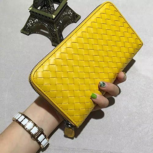 GUNAINDMX Walletms. Hand-Knit Long Wallet Men'S Clutch Bag Zipper Youth Men And Women Wallet,Mango Yellow