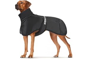 DoggieKit Abrigos para perros Impermeable prueba de viento Cálido Invierno Seguro Roscado Tiras reflectantes Chaqueta medianos grandes con arnés Orificio Cachorro Mascota Clima frío Traje Ropa Chaleco