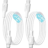 2 Adet x 180cm (6ft) Type C-C Kablo Seti, Kaymaz Tutama&ccedil;, 60Watt PD Hızlı Şarj, iPhone 15/16/17 ve Android İ&ccedil;in, Beyaz, REMOR