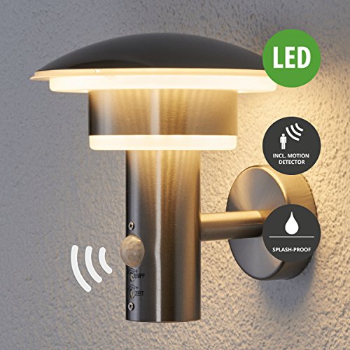 Outdoor Wall Light Lillie with motiondetector (modern) in Silver made of Stainless Steel (1 light, A+) from Lampenwelt | wall lamp for exterior/interior walls, house, terrace & balcony