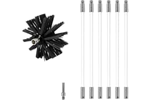 MOCNT Chimney Cleaning Brush Kit Nylon Rotary Duct Vent Cleaning Set Flexible Chimney Sweep Kit Soot Cleaning Rods for Fireplace Dryer Vent with 6 Flexible Rods 1 Brush Head