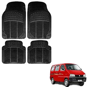 Autokaar Rubber Car Foot Mat for Maruti Eeco (Set of 4, Black)