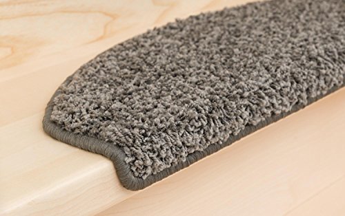 Kettelservice-Metzker® Stufenmatten Shaggy New Halbrund incl. Fleckentferner 65x24x4cm Grau 15 Stück - 4