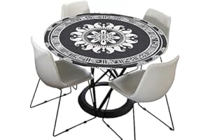 Morbuy Mantel Elastico Ajustable Redondo, Mandala Imprimir Manteles Impermeables Antimanchas Lavable para Decoración Hogar Cocina Comedor Fiesta Cumpleaños Jardín (120cm)