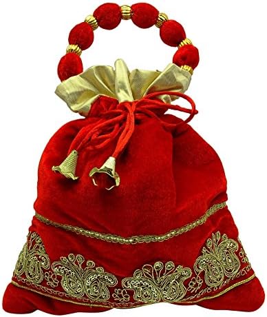 Wedding Women Purse Party Embroidered Bridal Clutch Indian Evening Potli Handbag 10.5" x 8.5"