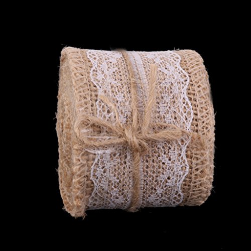 Hessisch Weiß Spitze Sackleinen Kunst Farbband für Vintage Hochzeit Zuhause Dekor 2M - 9