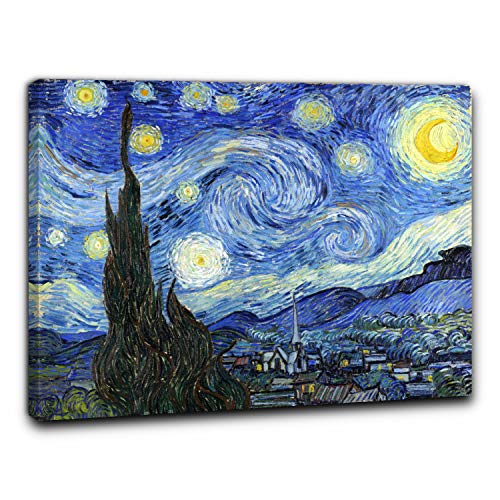 Niik - Marco y Lienzo Noche Estrellada de Vincent Van Gogh - Dimensiones: 60 x 49 x 1,7 cm - Imitación
