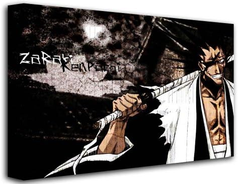 Bleach (Manga) - Zaraki Kenpachi Japanese Animated Comic, Size: 16" x 12" (40cm x 30 cm Approx), Anime Naruto Manga Canvas Art Picture Print, (FRAMED CANVAS)