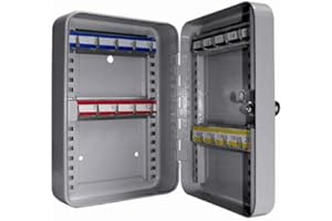 Melsmetall Schlüsselkasten 250x180x80mm, 20 Haken, lichtgrau, inkl. Schlüsselanhänger