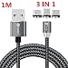 Produktbild ALTech® 3 in 1 3.3FT grau 360 ° frei verbinden runde magnetische stecker led-display ladekabel für typ-c android-handy iphone