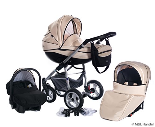 Clamaro „Baby Boat 2017“ 3 in 1 Premium Kombi Kinderwagen mit großen Rädern (10 Farben wählbar), Set inkl. Maxi Cosi Babyschale, Sport Buggy, Babywanne und klappbarem Aluminium Gestell mit schwenkbaren XL Luftreifen - 2