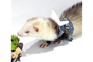 HAICHEN TEC Ferret Harness and Leash - Soft Mesh Small Pet Harness with Wings and Safe Bell, No Pull Comfort Padded Vest for Ferret, Guinea Pigs, Chinchilla and Similar Small Animals (Blue)