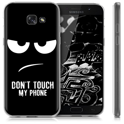 kwmobile Funda para Samsung Galaxy A5  2017  - Carcasa de  TPU  para m  vil y dise  o Don t Touch my Phone en  Blanco Negro 