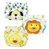 Pandaren® Pack of 3pcs baby toilet potty training pants with 3 layer for infant boy girl kids (L/90, Boy)