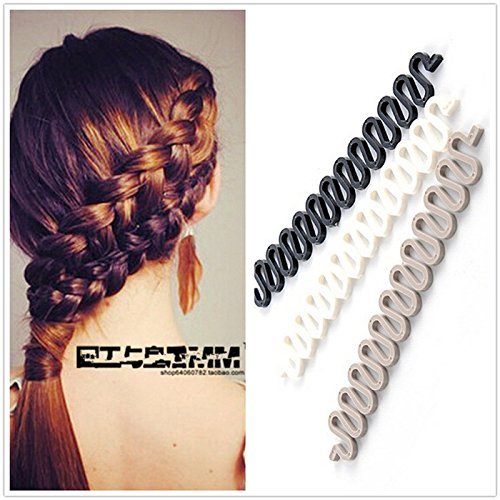 Zeagro Hair Clip Braider Braid Stylist Queue Twist Plait Hair Braiding Tool Holder Roller DIY Bun Maker Hairstyle Styling Accessory Wonder Magic Fashion Salon 2PC Random Color