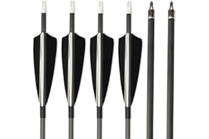SHARROW 12pcs Freccia di Carbonio 34 Pollici 500 Spine Tiro con L'Arco in Carbonio Frecce con Faretra Freccia per Arco Compound Ricurvo (Frecce)