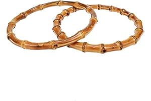 NC 2Pcs Rotondo bambù Borsa Maniglie Borsa Rotonda bambù Borsa Maniglie di bambù Anelli di bambù Maniglie di bambù Maniglie Naturale Artigianato