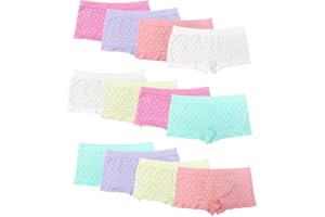 Channo Braguitas Estilo Culotte Boxer Niña Licra Lisos Distintos Colores. Modelo Sin Costura. Elástico Suave Microfibra. Pack de 12 Bragas