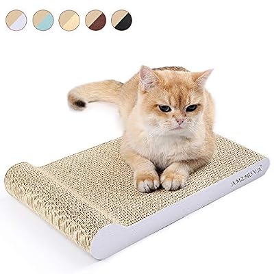 AMZNOVA Griffoir Carton Ondulé pour Chats, Gratter Le Canapé Jouets à l'herbe à Chat, 1 Pièce, Blanc