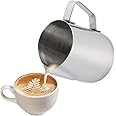 Anpro Milk Jug 350ml/12 fl.oz, 304 Stainless Steel Milk Pitcher, Milk Frothing Jug for Making Coffee Cappuccino