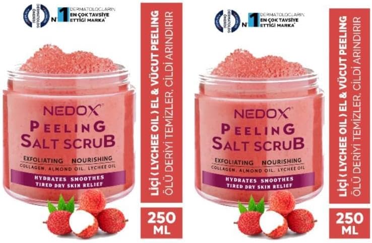 NEDOX 2 ADET Liçi (LYCHEE OİL) Besleyici, Arındırıcı Ve Nemlendirici El & Vücut Peelingi 250 ml