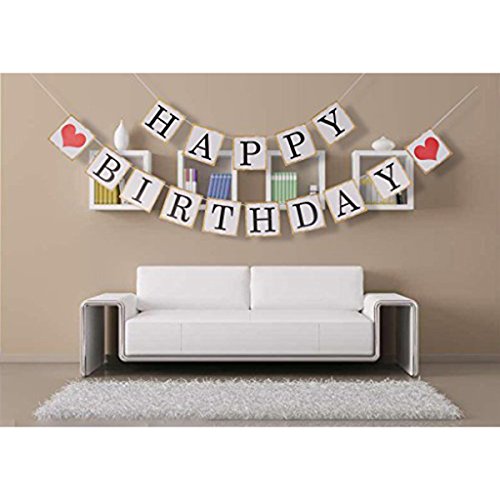 ULTNICE Papier Banner, quadratische Happy Birthday Girlande Banner Fahne Dekoration für die Geburtstagsparty - 4