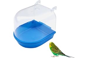 Gativs Vogel Badewanne Vogelkäfig ZubehörBadewanne Badewanne für Sittiche Vogel Badewanne Badehaus Papageien-Badewanne Wasserdusche Transparente Futterautomaten Halter mit Haken Papageien Vogelbäder