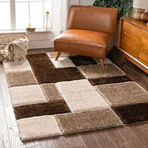 Rug Decor Super Soft Microfiber Fluffy and Plush Modern Carpets for Living Room with 2 inch Thickness 3D Thick and Soft Shaggy Carpet Brown2 x 5 Rugs Color Blue