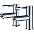 Luckyhome Basin Tap Pair,Twin 1/2" Chrome Hot & Cold Basin Pillar Taps for Bathroom Sink 2pcs