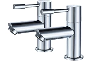 Basin Taps Pair,Luckyhome Twin Hot and Cold Basin Pillar Sink Taps for Bathroom 1/4 Turn