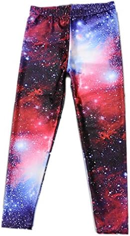 JTC Girl Kid Cartoon Printted Stretchy Leggings Tights Pencil Pants (5-6 Years, Galaxy Red)
