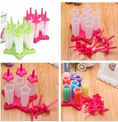 Vpsan 6 Eis Star-Pop Formen am Stiel Formen Wiederverwendbaren Stieleis-Formen,Eisformen Beste Eiscreme Formen(Grün) - 4