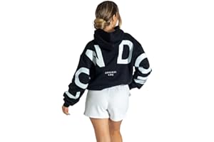 LANG HORN London Hoodies for Women UK Oversized Sweatshirts ladies hood Letter Print Pullover Hoodie Women With Pocket