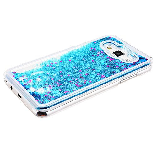 Funda Samsung Galaxy J5  We Love Case Bling Arena Funda Samsung Galaxy J5 2015 Glitter Fluido L  quido Movediza Lentejuelas  Quicksand Estrellas Funda Para Samsung J5 2015 Carcasa PC Casco De Pl  stico Duro Cascara Sparkle Brillar Claro Cristal Caso Bumper Case Cover Cubierta De Protecci  n Anti Ara  azos Choque Absorci  n Protector Creativo Dise  o Dibujo Star Azul
