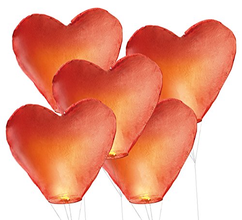 Nakamari Schwebende Herz-Glückslaterne inkl. Schnur, 5er-Set