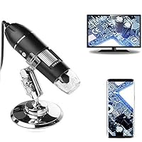 USB Digital Mikroskop, 50x-1600x Vergrößerung endoskop 8 LED-Leuchte Mini-Handmikroskop mit Ständer Ideal für Kinder…