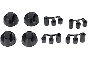 Europart Set manopola, 41 mm, diametro nero, con adattatori, universale, per piano cottura, 16 pezzi