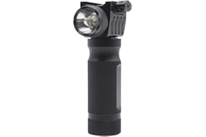 TRIROCK 250 Lumen LED Bulb Gun Flashlight Combo torch in Black Metal with Tactical Vertical Grip Fits Picatinny Weaver 21mm Rail Mount