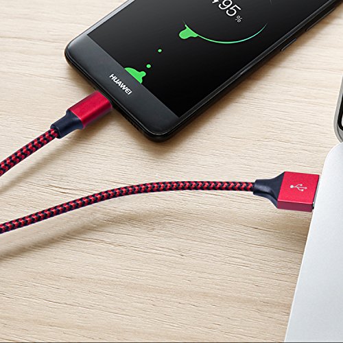 Avoalre Type C 2.0 Kabel Ladekabel USB 2.0 Type C Datenkabel für Alle Type C Geräte G G5/Lite/G5 SE,Google Nexus 5X,Microsoft Lumia950/950XL,Huawei P9/plus,Nexus 6p,Oneplus 2,HTC10,Huawei Honor V8 usw 2Pack 2M ( Schwarz mit Rot) - 4
