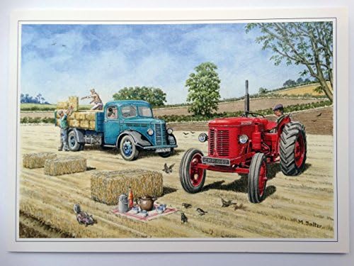 GDP Nostalgic Hurry Up Lads Tea Is Brewed Tractor Van Hay Design Happy Birthday Card