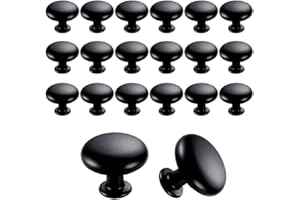 20PCS Boutons de Porte Boutons de Tiroir 30mm Vintage Poignées Boutons de Meuble de Meuble pour Placards de Cuisine (Black)
