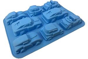 MKNZOME Moules en Silicone, 8 cavité 3D moules à Chocolat en Forme de Voiture Plateau à Muffins Moule à Savon Cuisson ustensiles de Cuisson Moule pour Savon Bonbon Chocolat Cupcake gelée Pudding