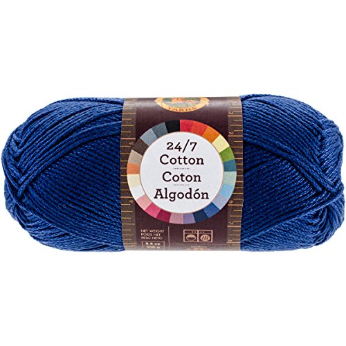 Lion Brand Yarn Company algodón de Lana, 100% algodón, Color Azul Marino