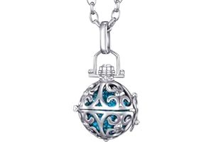 Morella Damen Halskette Edelstahl 70 cm mit Ornament Anhänger und Klangkugel Ø 16 mm in Schmuckbeutel zur Farbauswahl